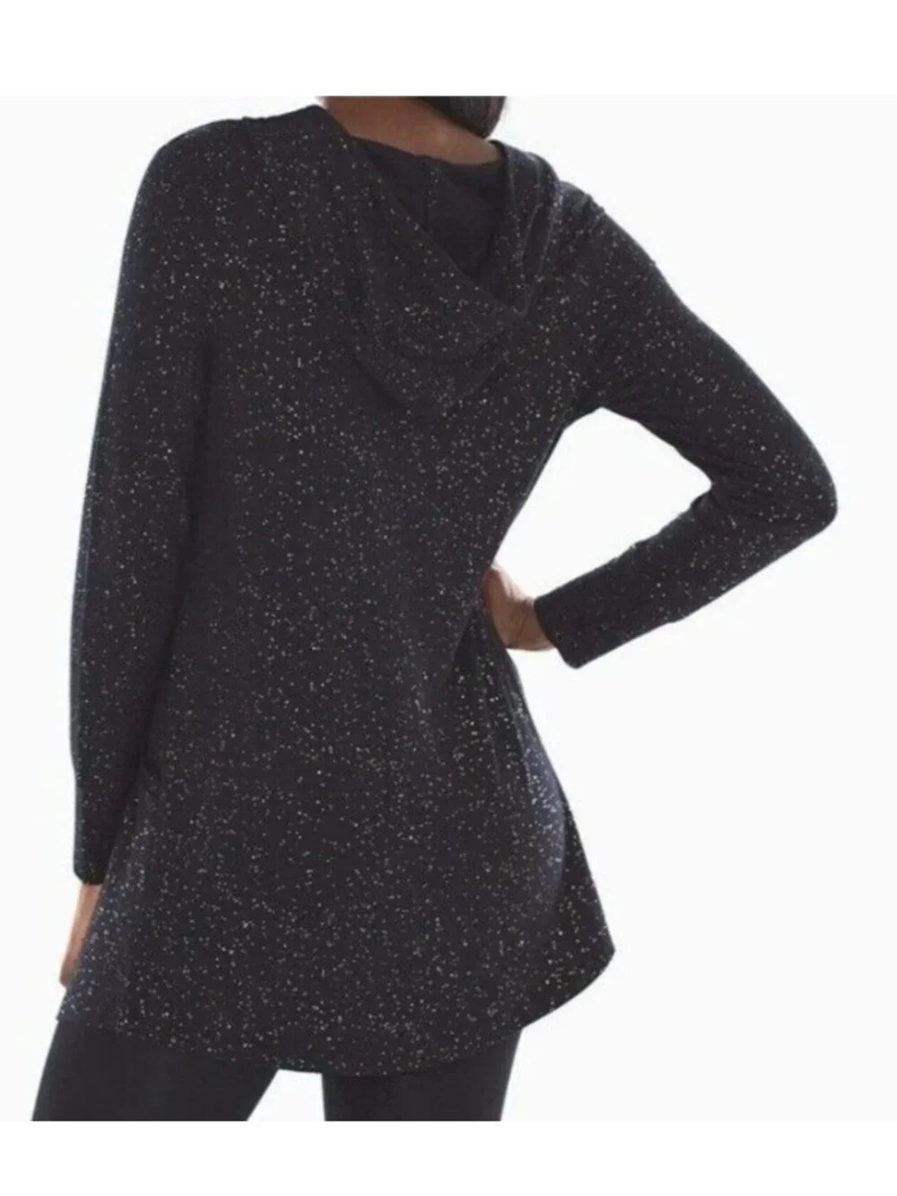 Soma French Terry Pullover Hoodie Black Glittered